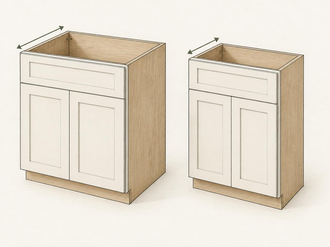 Design Inspiration: illustration of cabinet depth modifications