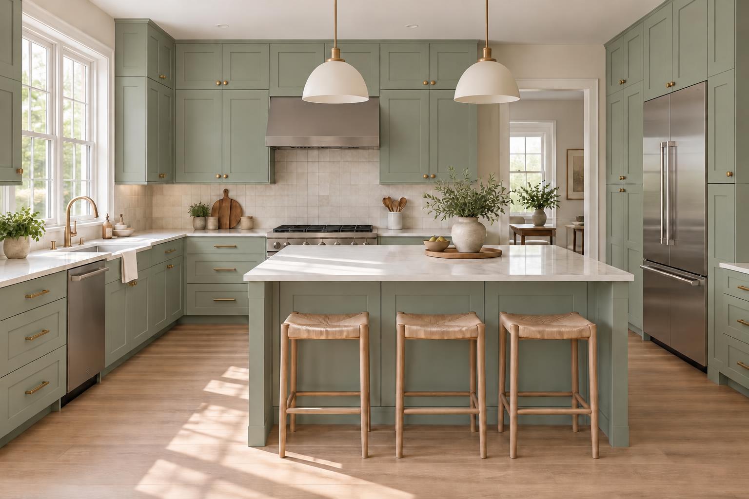 Design inspiration kitchen with Liberty Shaker Evergreen cabinets